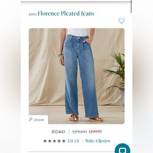 NWT Sundance Florence Pleated Jeans